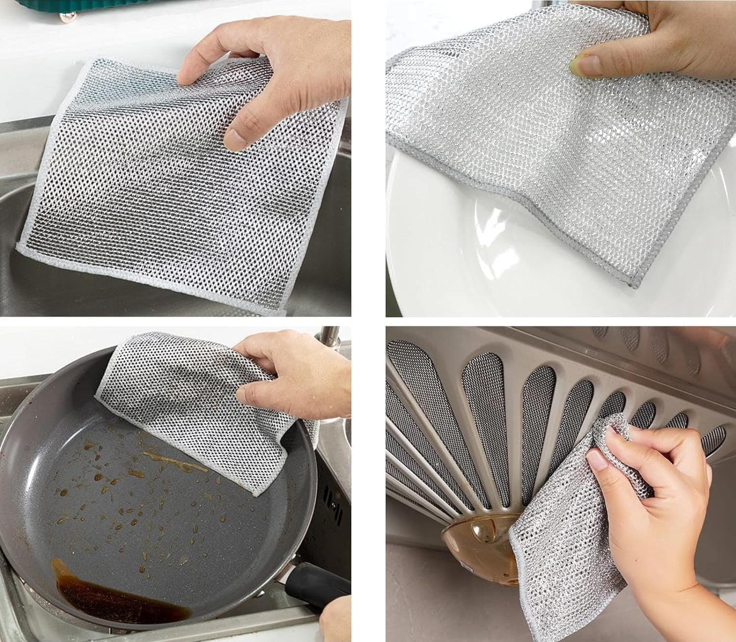 Steel Wire Dish Cloth (10 Pcs Set) Non-Stick Oil Cleaning Rag for Kitchen