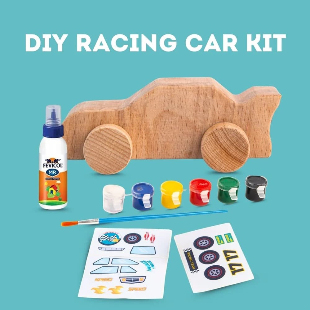 Cots and Cuddles Wooden DIY Car for Kids Age 3+ | Paint & Create Racing Car Kit
